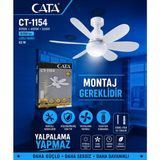 Cata Lodos Fan LED 62W CT-1154 Kumandalı Işıklı Vantilatör - Beyaz - Sarı - Günışığı