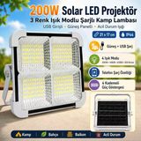 Cata Portatif Solar Led Projektör 200W Güneş Enerjili Seyyar Led Işık Taşınabilir Sokak Aydınlatması Ct-4698