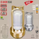 Cata Şarjlı Ledli Vegas Masa Lambası Gümüş 3 Renk Işık Abajur