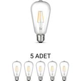 Cata ST64 Rustik LED Ampul 8W Beyaz Işık E-27 Duy Tipi 6500K Renk Sıcaklığı 5’li Paket
