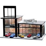 Cat&cat Hot Wheels Matchbox 2 Katlı Ahşap Oyuncak Oto Garaj Galeri LED Işıklı Diorama - Gri