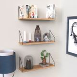 CATCHME Catchme duvar Rafı Kitaplık Mutfak Banyo Yaşam Alanı 3 'lü Set 15 x 55 cm Çam Siyah