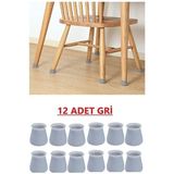 CATEKSSS 12 Ad Gri Masa Sandalye Mobilya Ayağı Koruyucu Silikon Kılıf -Gürültü Emici Parke Koruyucu Silikon G