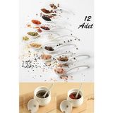 CATEKSSS 12’li Baharat-Reçel ve Sos Kaşığı Kaşığı Kahvaltılık Beyaz Set Plastik Beyaz