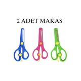 CATEKSSS 2 Adet Çocuk Korumalı Makas Kağıt Etkinlik Bant Kırtasiye Yüksek Kaliteli Çocuk Eğitim Makası