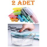 CATEKSSS 2 Adet Pratik 12 Bölmeli Bas Parmak Silikon Buz Kalıbı Kapaklı Yapışmaz Bas Çıkar Buzluk Silikon