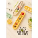 CATEKSSS 2 Adet Silikon Dikdörtgen Yapışmaz 6’lı Buzluk Bas Çıkar Buzluk Kabı Buzluk Kokteyl Sunum Buz Kalıbı