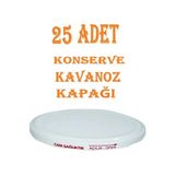CATEKSSS 25 Adet Konserve Kapağı Beyaz 82 mm Silikonlu - Konserve Kavanoz Kapağı Orijinal Kapak Sbk Metal Bey