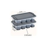 CATEKSSS 2'li Mini Silikon Buz Kalıbı - 8 Bölmeli Buz Küpü Kabı - Kolay Kullanım Silikon Antrasit