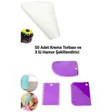CATEKSSS 3'lü Hamur Şekillendirici ve Krema Sıkma Torbası Kek - Pasta Süsleme Seti Plastik