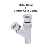 CATEKSSS 50'lik Y Çatal Pvc Pimaş Boru(Kalınlığı 3.2)Atık Su Dublex Pvc Boru 50 Mm+2 Adet Adaptör Conta