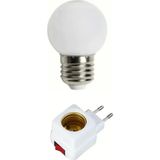 CATEKSSS Açma Kapama Anahtarlı Duy Fişli + 1W Tasarruflu Renkli E27 LED Gece Lambası Beyaz Işık