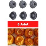 CATEKSSS Antrasit 6'lı Silikon Mini Kek Kalıbı - Muffin Kalıbı 6 Adet Göbekli Kek Kalıbı Silikon Beyaz
