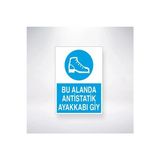 CATEKSSS Bu Alanda Antistatik Ayakkabı Giy 21X35 Arkası Arkası Yapışkanlı Sticker