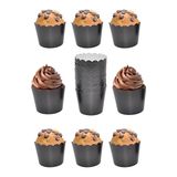 CATEKSSS Cupcake Kalıbı & Kek Kapsülü & Muffin Kek Kalıbı & 25'li Siyah Kek Kalıbı Stoneware Siyah