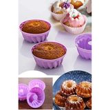 CATEKSSS Harika Avm 6 Lı Mini Göbekli Silikon Muffin Kek Kalıbı (Renk: Lila) Silikon Mor