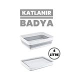 CATEKSSS Katlanır Badya Leğen Akordiyon Katlanabilir Çok Amaçlı Badya Çeyiz Seti Plastik Gri Tr
