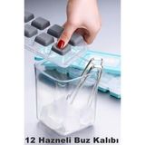 CATEKSSS Pratik 12 Bölmeli Bas Parmak Silikon Buz Kalıbı |kapaklı Silikon Yapışmaz Bas Parmak Buzluk Silikon