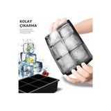 CATEKSSS Silikon 6'lı Kare Buz Kalıbı - 6 Bölmeli Buzluk 5cm | Dev Buz Küpleri | Sunum Buz Küpü Plastik