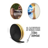 CATEKSSS Siyah 6 Metre (3x2=6 Mt) Pvc Kapı Pencere Soğuk Geçirmez Sızdırmaz Fitil Yapışkanlı