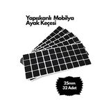 CATEKSSS Siyah Kare Yapışkanlı Mobilya Masa Sandalye Zemin Ayak Koruyucu Kaydırmaz Keçesi 25X25MM (32 Adet) S - 25 x 25 mm