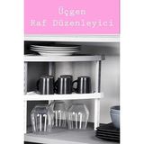 CATEKSSS Üçgen Plastik Raf Düzenleyici Raf Yükseltici Dolap Içi Organizer ( E-49 ) Plastik Gri
