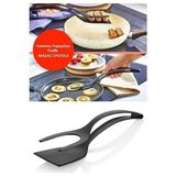 CATEKSSS Yanmaz Yapışmaz Teflon Maşalı Spatula Plastik Siyah