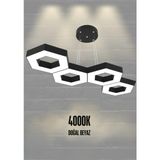 Catena ( Siyah Kasa, 4000K Işık Rengi ) Ledli Modern LED Sarkıt Avize, Salon, Mutfak, Oturma Odası - 1BW-Beyaz