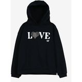 Caterpillar Lacivert Kız Çocuk Bisiklet Yaka Düşük Omuz Oversize Baskılı Sweatshirt C3WG-SWT103 - 13 - 14 Yaş