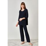 Catherine's Hamile Pijama Takımı Yumuşak Dokulu %94 Viskon %6 Elastan ile Rahatlık Sağlar - Lacivert - 2XL