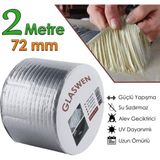 Çatı Izolasyon Bandı 72 mm x 2 mt Su Sızdırmazlık Geçirmez Delik Yalıtım Çamur Boru Sakız Tamir Bant - Gri - 72 mm x 2 Metre