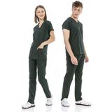 Çatı Medikal Ultralycra Basic - Doktor Hemşire Forma Takımı Unisex Koyu Yeşil - XL