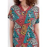 Çatı Uniform Carnival Basic - Desenli Hemşire Doktor Veteriner Tek Üst Forma / Geometrik - Renkli - 2XS