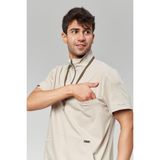 Çatı Uniform Extreme Cool Man - Premium Çift Yön Likralı Doktor Hemşire Scrubs Tek Üst Cerrahi Forma (Erkek), Kumsal - XS