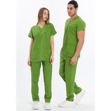 Çatı Uniform Happiness Basic - Likralı Doktor Hemşire Forma Takımı Scrubs Üniforma Cerrahi Takım, Fıstık Yeşili