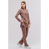 Çatı Uniform Happiness Modest - Likralı Doktor Hemşire Tesettür Forma Takımı, Taş Beji - Açık Kahverengi - XL