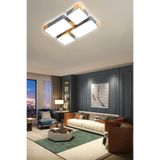 CATLUZ Dikdörtgen Antrasit Kumandalı Dimli 3ışık Renkli 95x65cm Ahşaplı Led Tavan Lambası Modern Aydınlatma