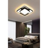 CATLUZ Işık Karesi Kumandalı Dimli 3 Işık Renkli 50x50cm Led Tavan Lambası, Modern Aydınlatma, Avize