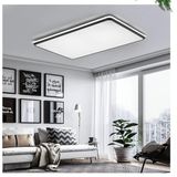 Catluz Siyah 3 Işık Renkli Kumandalı Dimli 88x62cm Dikdörtgen Dışa Işık LED Tavan Lambası,modern Aydınlatma,avize - 1