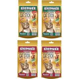 CatMozz 4x10'lu Stick Kuzu Etli Kedi Otlu ve Biftekli Kediler İçin Ödül Çubuğu