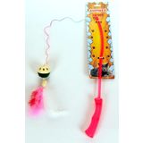 CatMozz 50 cm Özel Tüylü Zilli Plastik Toplu Plastik Saplı Kedi Oyuncağı Oltası