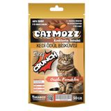 CatMozz Crunch Güçlü Kemikler Dışı Çıtır İçi Yumuşak Kedi Ödül Bisküvisi Biftekli 50 Gr