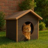 Catmozz Dış Mekan Yağmura Soğuğa Dayanıklı Çatılı Kedi Evi 40x35x30 cm Sokak Hayvanları İçin