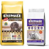 CatMozz Tavuklu Yetişkin 15 kg Kedi Maması ve Parfümlü Topaklanan Kedi Kumu 10lt CatmozzStar