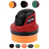 CATOR 2000 Mah. 10 cm Parlatma Yüzeyi, Sünger - Fırça - Zımpara Seti Kırmızı Mini Şarjlı Polisaj Makinesi