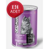 Catplus Pate Içinder Et Parçacıklı Kuzu Etli ve Havuçlu Yetişkin Kedi Konserve Yaş Mama 395 gr x 24 Adet - 3,5 kg