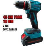 CATPOWER 1515 Akülü Vidalama 20V 2.0 Ah Li-Ion Kömürsüz 10 mm Mandren ile 45 Nm Tork Özelliği