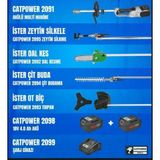 Catpower 2091 4 Lü Multi Fonksiyonel Şarjlı Çift Akülü Makine Seti Cat Power Çit Kesme-Yüksek Dal Budama-Tırpan-Zeytin Silkme 2091