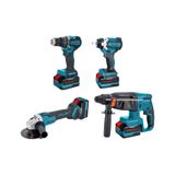 Catpower CAT1580 Kömürsüz 20V 3x4.0AH Akülü 4'lü Set - Kırıcı Delici + Avuç Taşlama + Darbeli Vidalama + Somun Sıkma