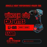 Catpower E1010 20V Çift Vitesli Şarjlı Matkap 55NM Tork Kömürsüz Motor Li-ion Akü ile Hızlı Şarj